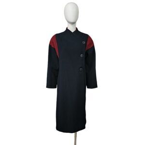 Vintage Meri K. Wool Union Made Blue & Red Coat